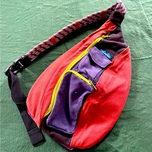 Vintage 90s Kavu Crossbody Bag excellent condition rust navy and bright yellow